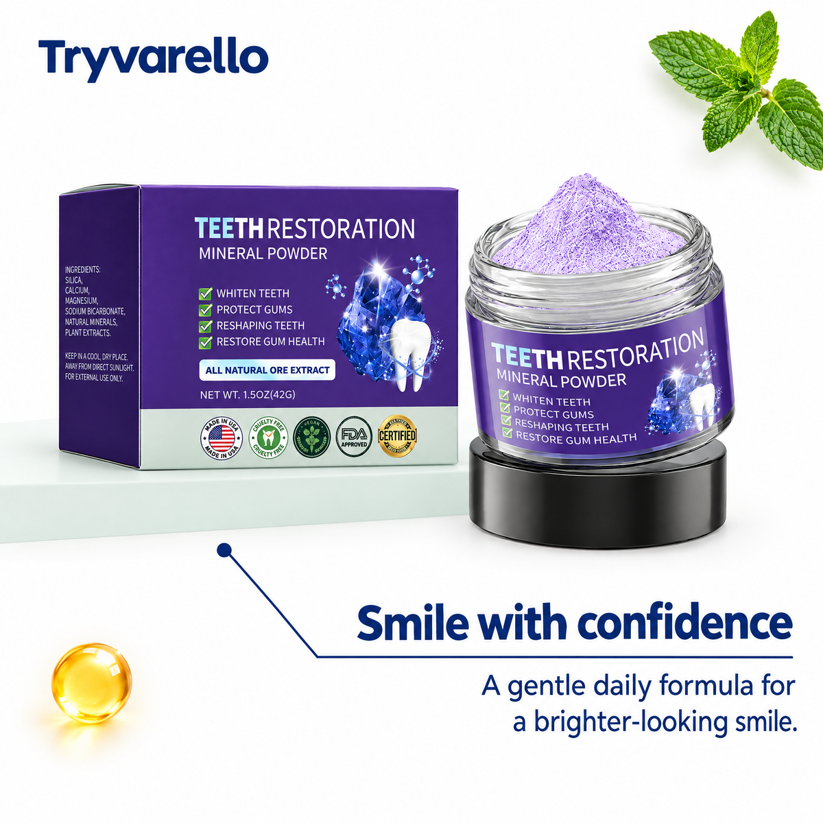 Purple teeth whitening powder