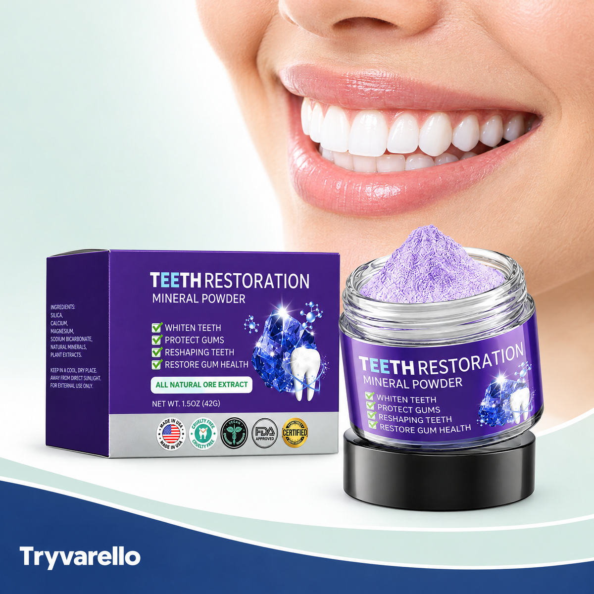Purple teeth whitening powder
